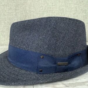Vtg Circa 1921 Wool Blend Felt Fedora Hat Whippet Era Gentlemen Gray Blue Size L